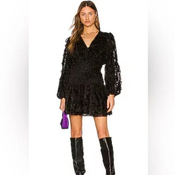 Rococo Sand Sade Lace Trim Mini Dress in Black NWT - Picture 5 of 12